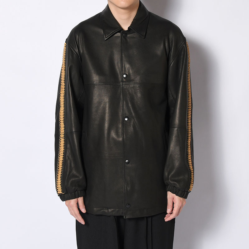 LEATHER SHARK COACH JACKET -BLACK-