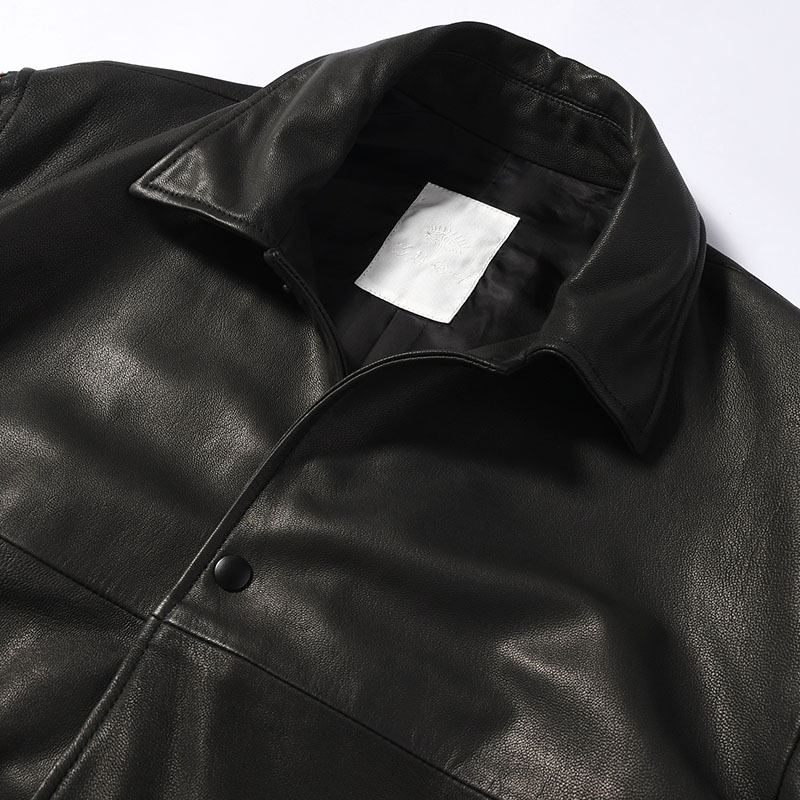 LEATHER SHARK COACH JACKET -BLACK-