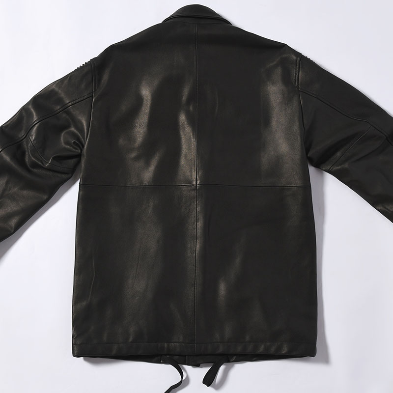 LEATHER SHARK COACH JACKET -BLACK-