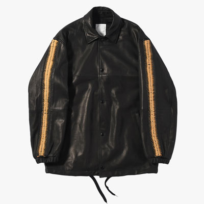LEATHER SHARK COACH JACKET -BLACK-