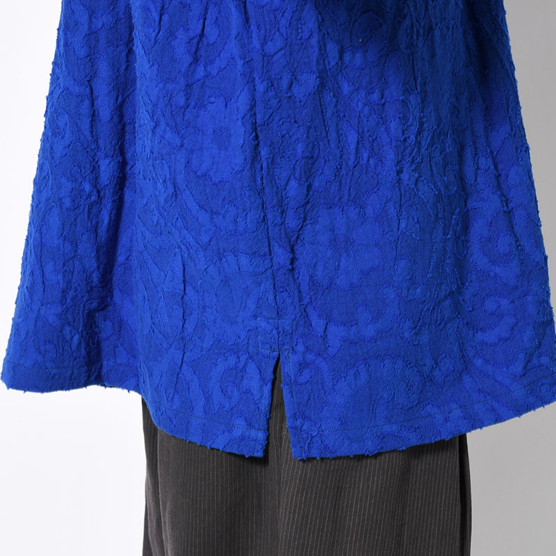PAISLEY JACQUARD OPEN-COLLAR SHIRT -BLUE-