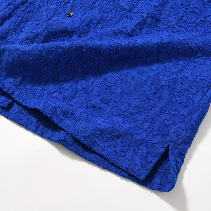 PAISLEY JACQUARD OPEN-COLLAR SHIRT -BLUE-
