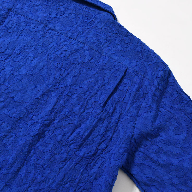 PAISLEY JACQUARD OPEN-COLLAR SHIRT -BLUE-