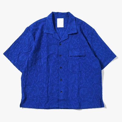 PAISLEY JACQUARD OPEN-COLLAR SHIRT -BLUE-