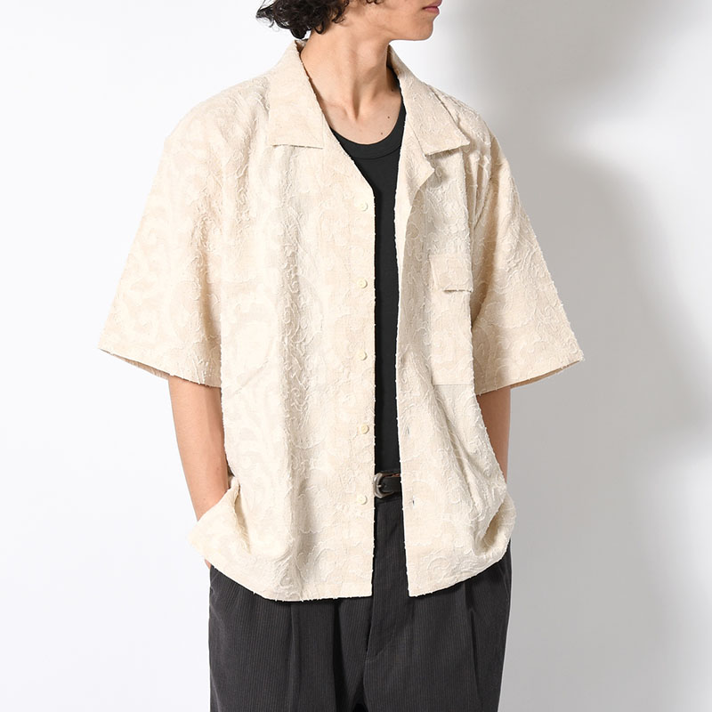 PAISLEY JACQUARD OPEN-COLLAR SHIRT -ECRU-