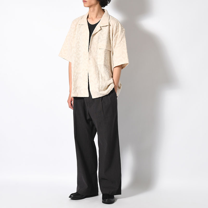 PAISLEY JACQUARD OPEN-COLLAR SHIRT -ECRU-