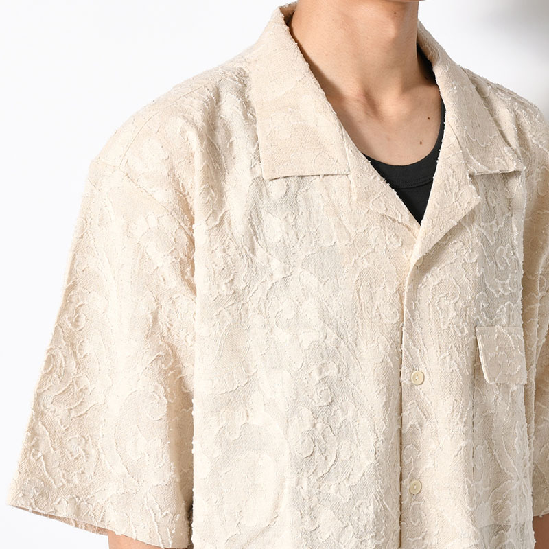 PAISLEY JACQUARD OPEN-COLLAR SHIRT -ECRU-
