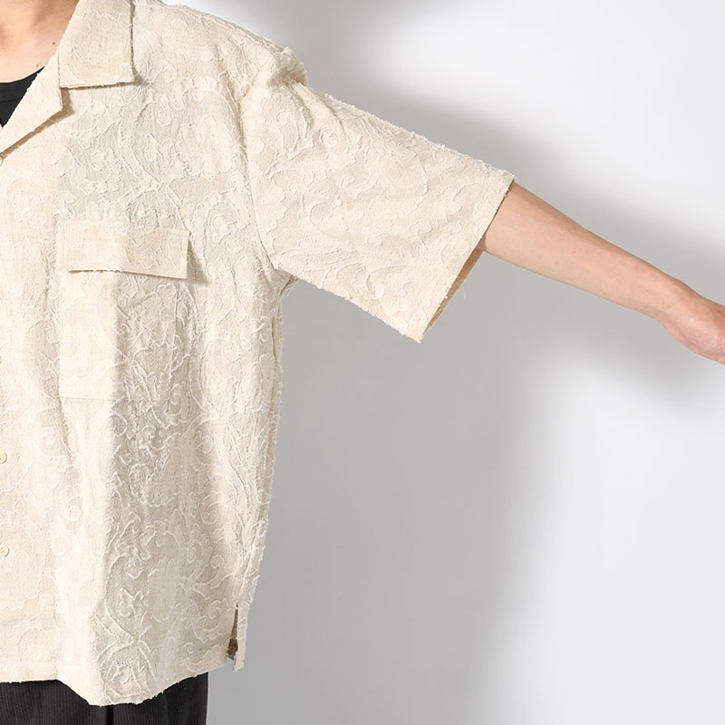 PAISLEY JACQUARD OPEN-COLLAR SHIRT -ECRU-