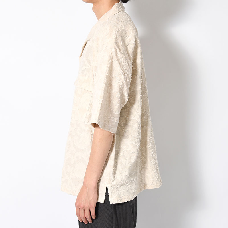 PAISLEY JACQUARD OPEN-COLLAR SHIRT -ECRU-