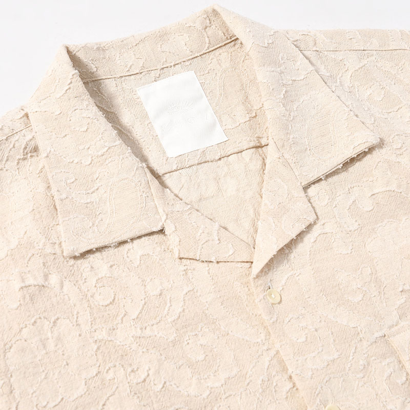 PAISLEY JACQUARD OPEN-COLLAR SHIRT -ECRU-