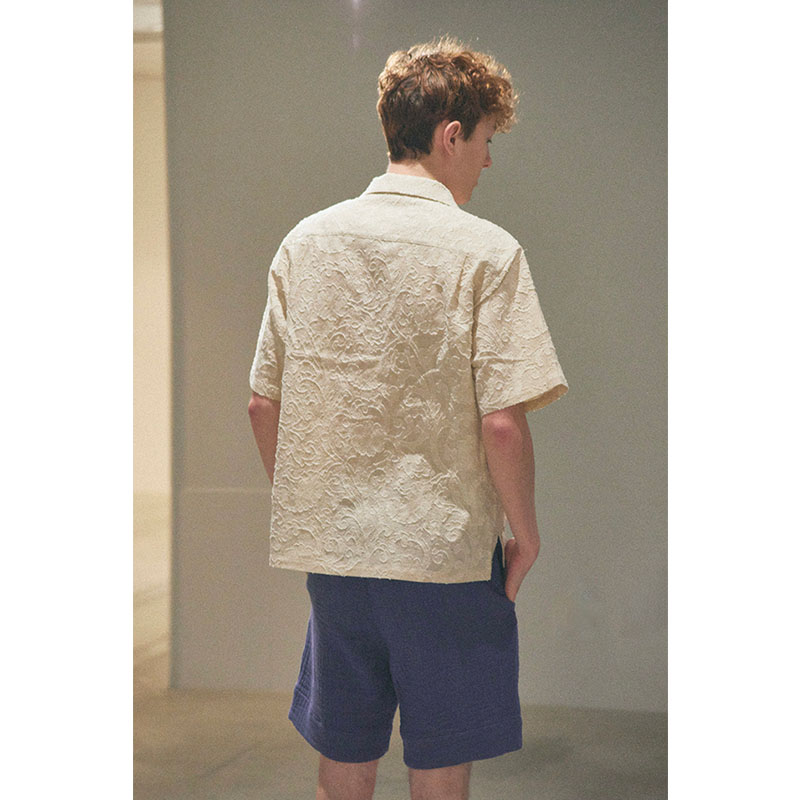 PAISLEY JACQUARD OPEN-COLLAR SHIRT -ECRU-