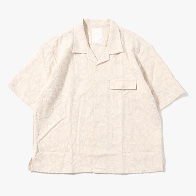 PAISLEY JACQUARD OPEN-COLLAR SHIRT -ECRU-