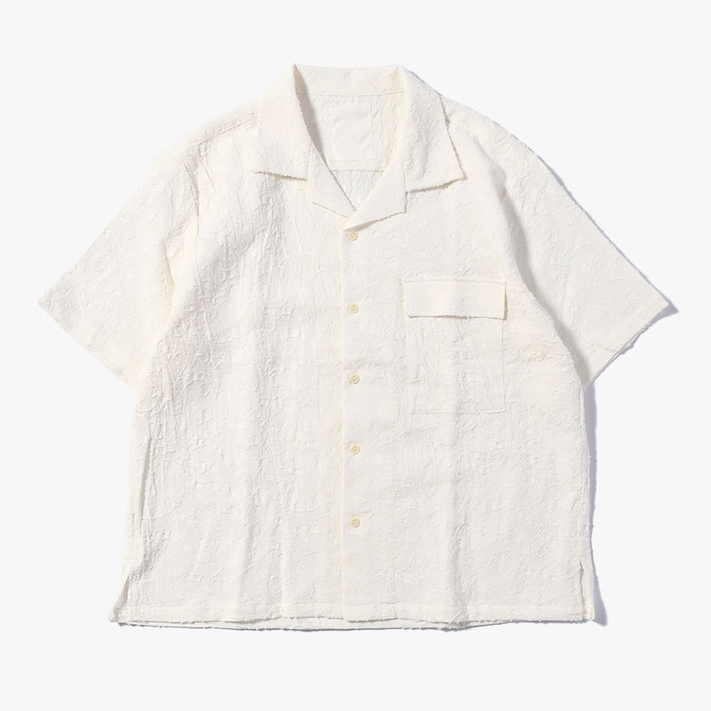 PAISLEY JACQUARD OPEN-COLLAR SHIRT -WHITE-