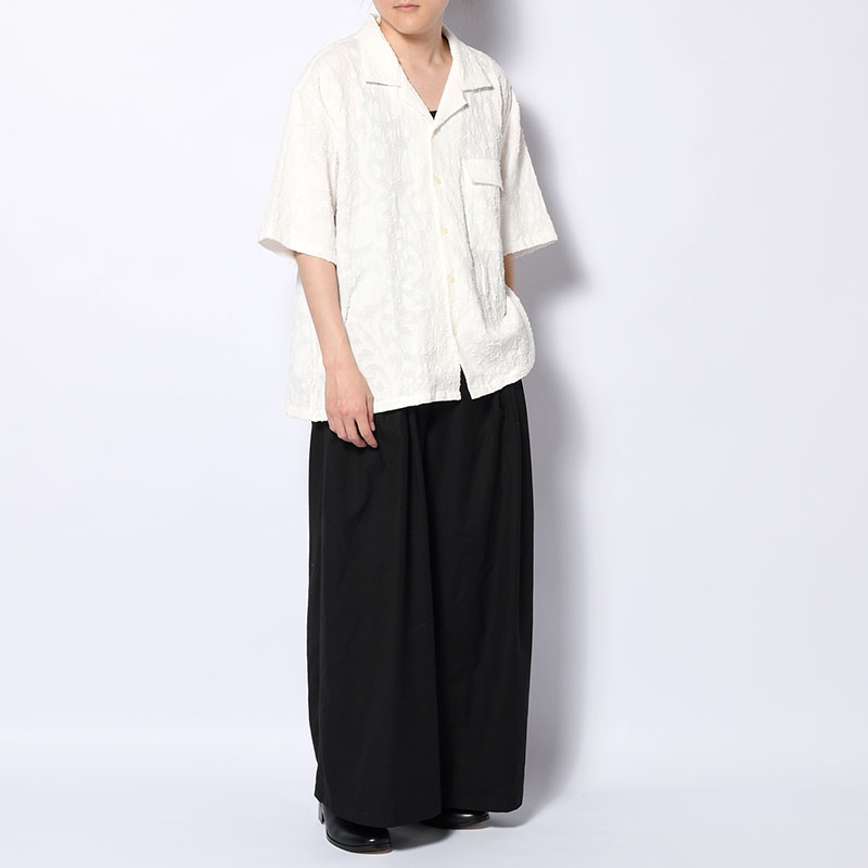 PAISLEY JACQUARD OPEN-COLLAR SHIRT -WHITE-