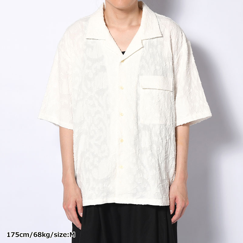 PAISLEY JACQUARD OPEN-COLLAR SHIRT -WHITE-