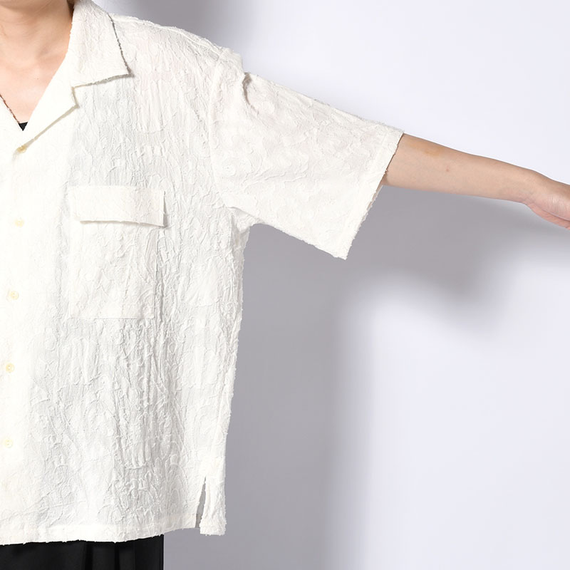 PAISLEY JACQUARD OPEN-COLLAR SHIRT -WHITE-