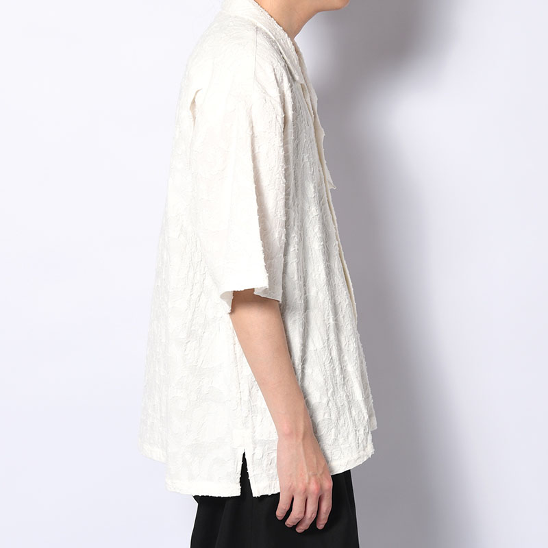 PAISLEY JACQUARD OPEN-COLLAR SHIRT -WHITE-