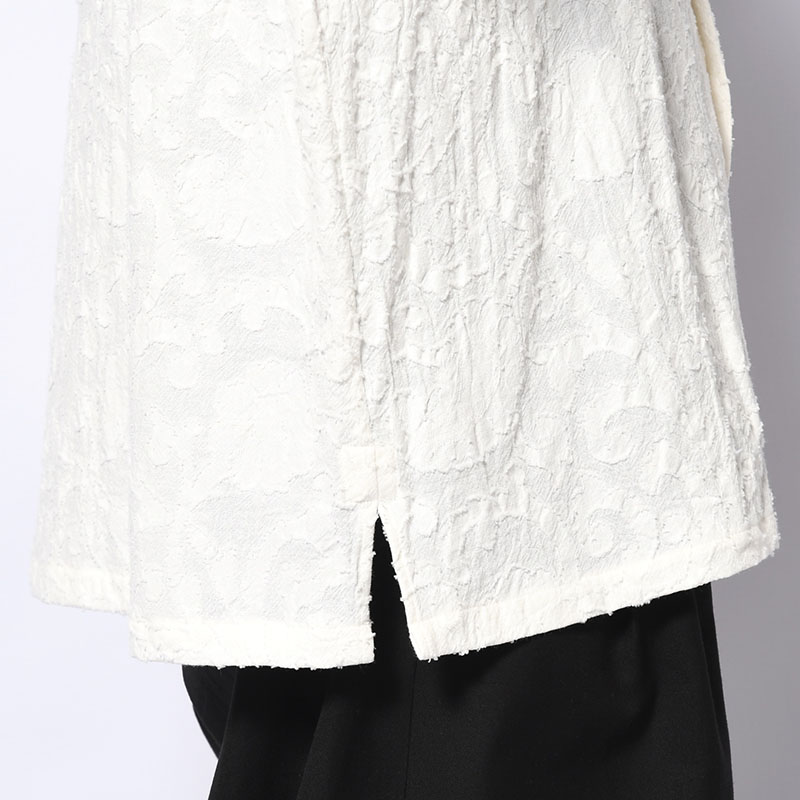 PAISLEY JACQUARD OPEN-COLLAR SHIRT -WHITE-
