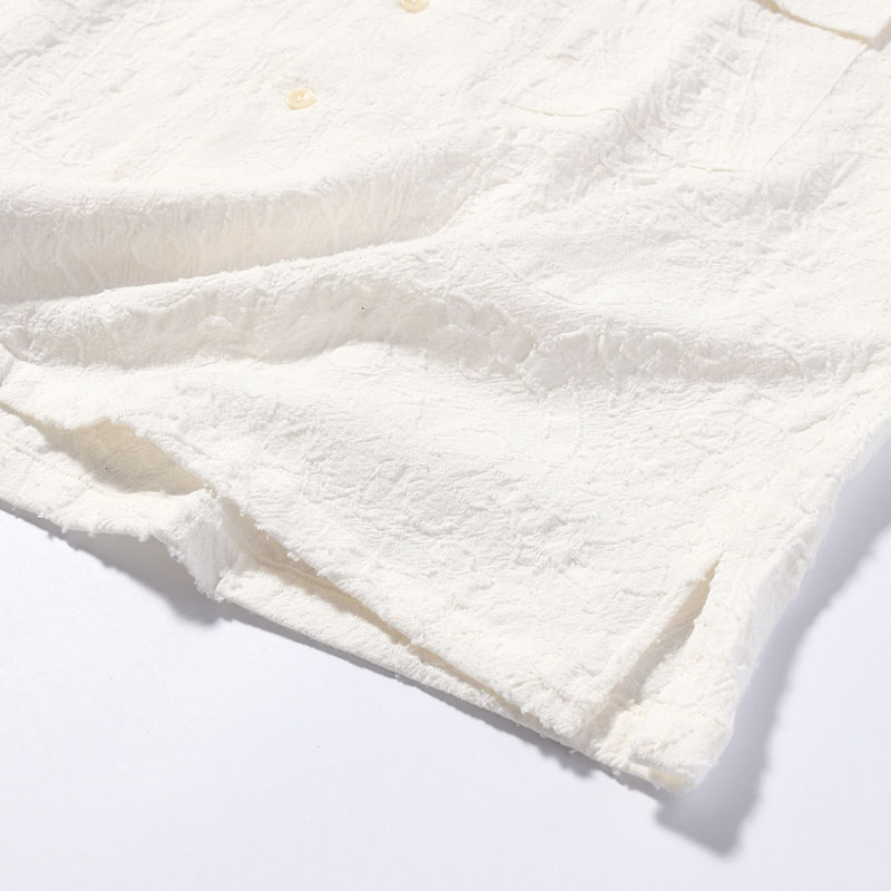 PAISLEY JACQUARD OPEN-COLLAR SHIRT -WHITE-