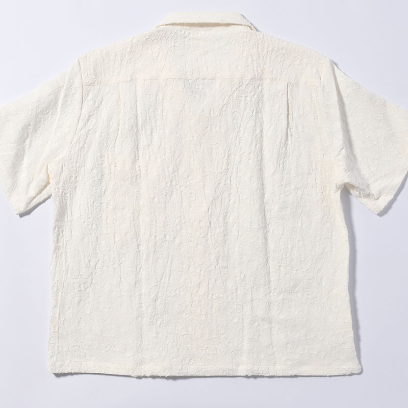 PAISLEY JACQUARD OPEN-COLLAR SHIRT -WHITE-