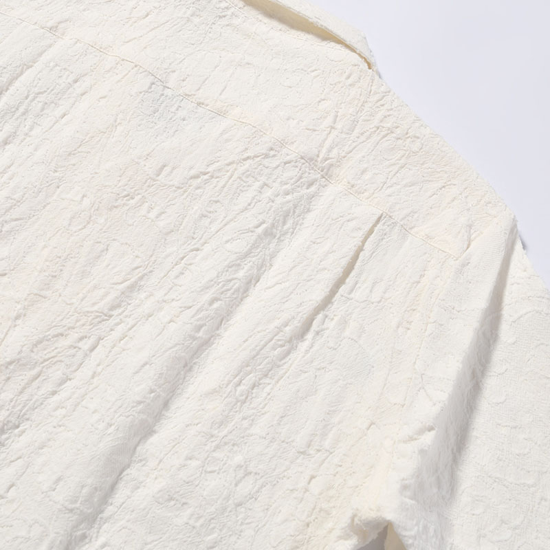 PAISLEY JACQUARD OPEN-COLLAR SHIRT -WHITE-