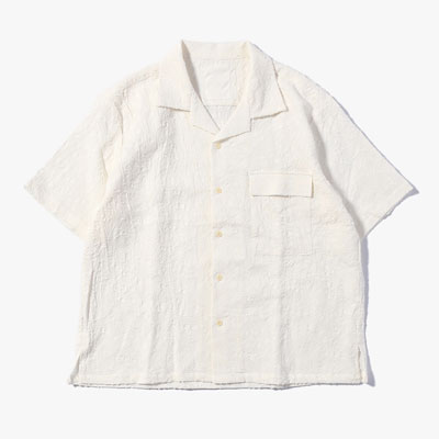 PAISLEY JACQUARD OPEN-COLLAR SHIRT -WHITE-