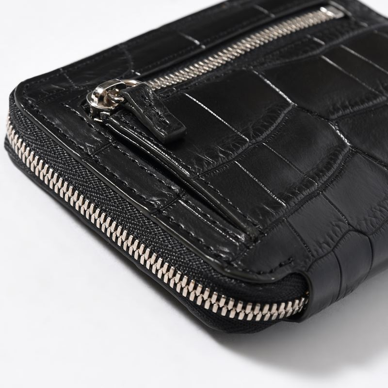 CRISTY SLIM COMPACT WLT / CROCO -BLACK-