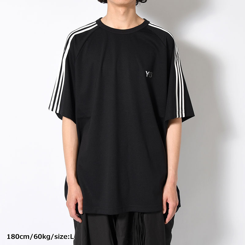 U Y3 SS TEE 3-STRIPES -BLACK-