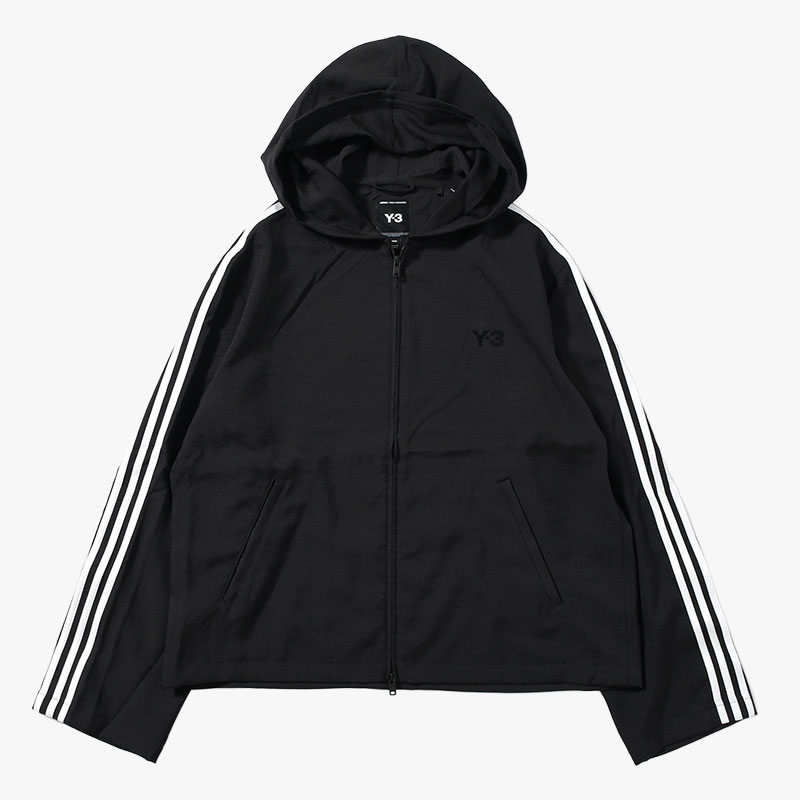 U Y-3 HOODED TRACK TOP 3-STRIPES -BLACK-
