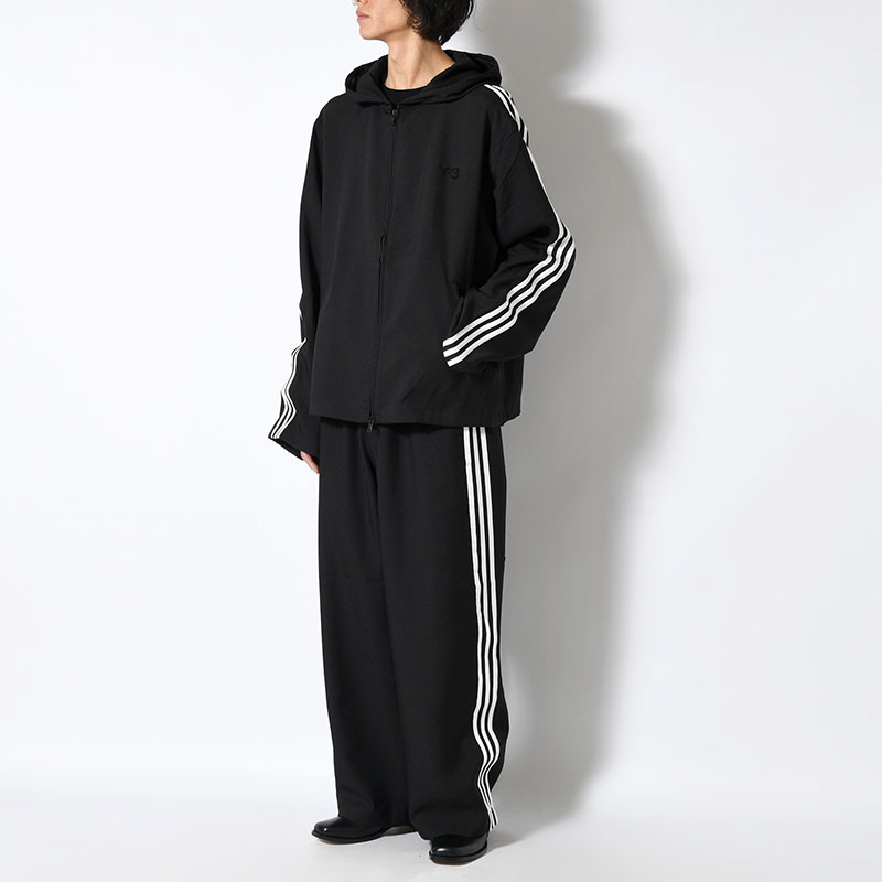 U Y-3 HOODED TRACK TOP 3-STRIPES -BLACK-