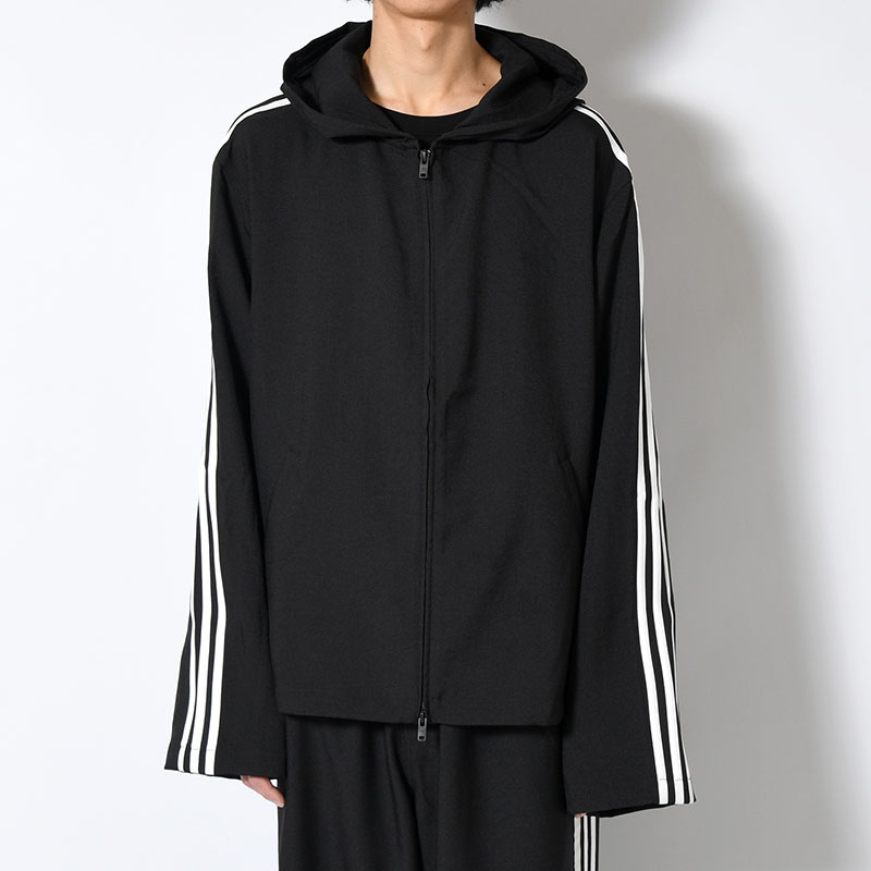 U Y-3 HOODED TRACK TOP 3-STRIPES -BLACK-