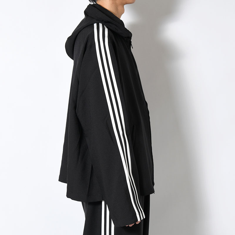 U Y-3 HOODED TRACK TOP 3-STRIPES -BLACK-