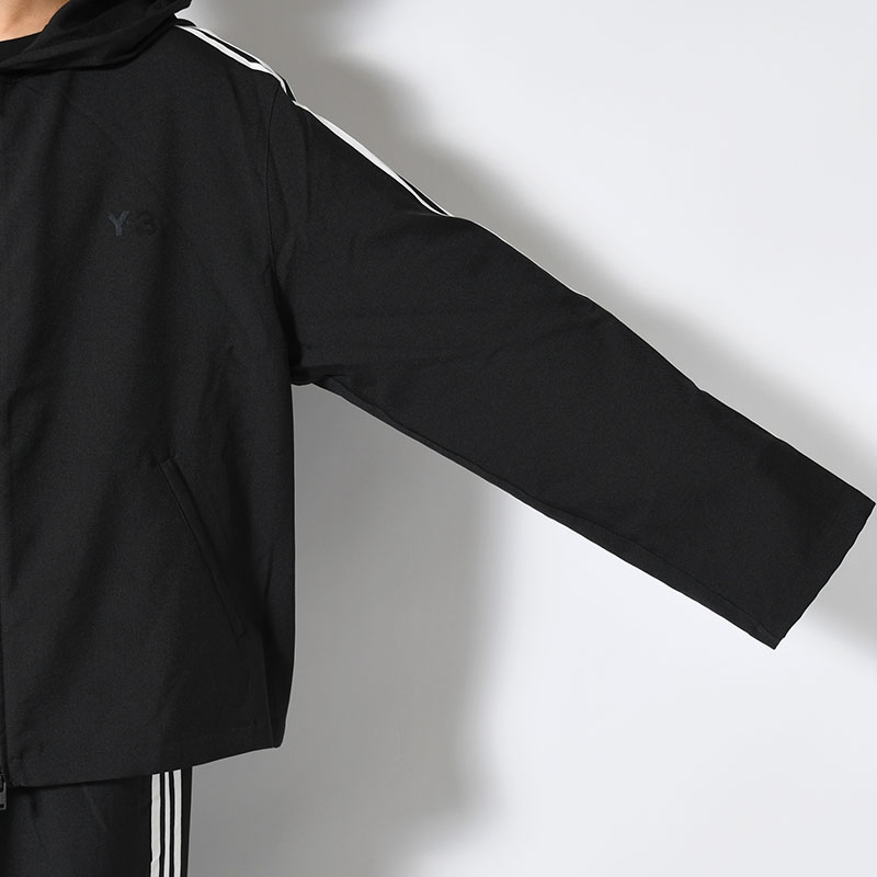 U Y-3 HOODED TRACK TOP 3-STRIPES -BLACK-