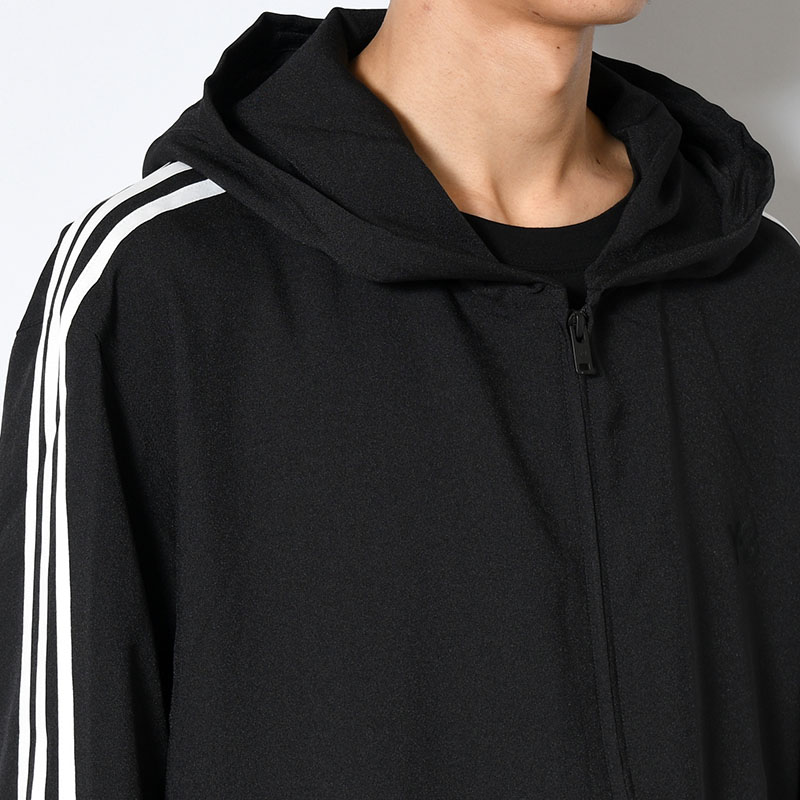 U Y-3 HOODED TRACK TOP 3-STRIPES -BLACK-