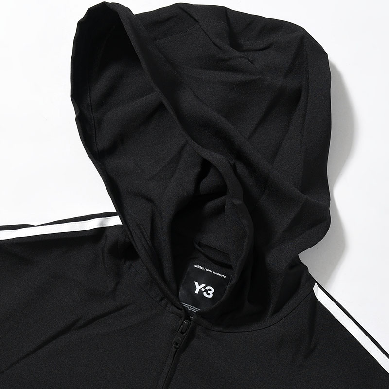 U Y-3 HOODED TRACK TOP 3-STRIPES -BLACK-