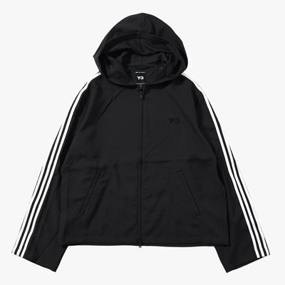 U Y-3 HOODED TRACK TOP 3-STRIPES -BLACK-