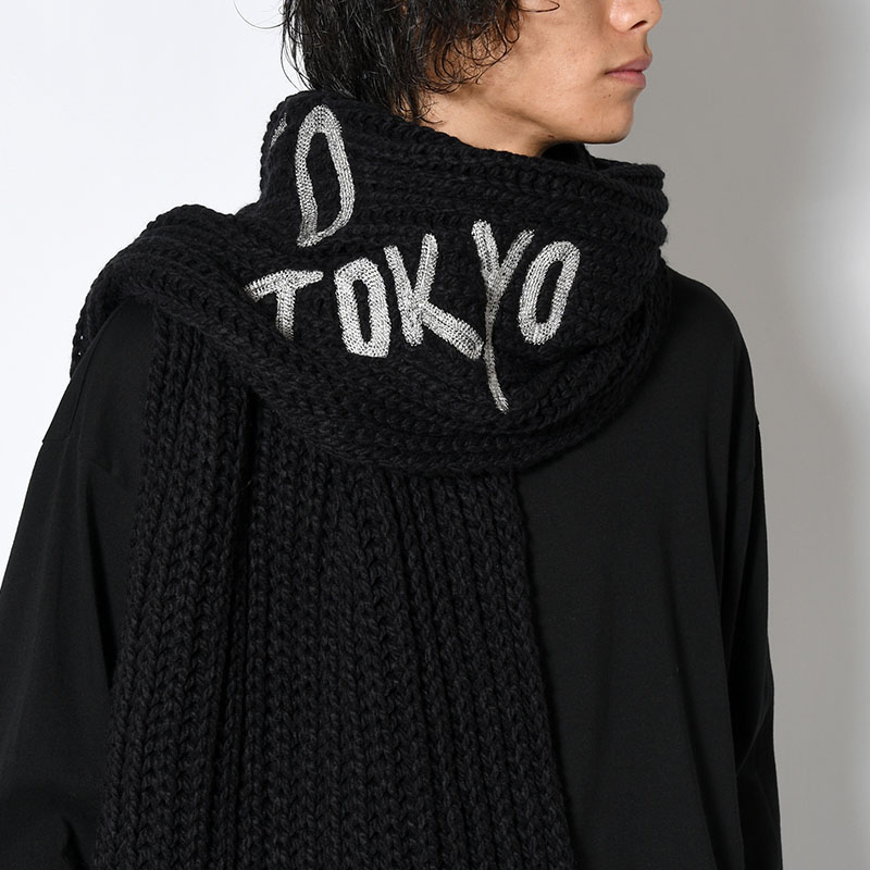 U Y-3 CHUNKY KNIT SCARF -BLACK-