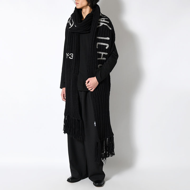 U Y-3 CHUNKY KNIT SCARF -BLACK-