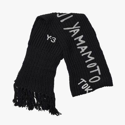 U Y-3 CHUNKY KNIT SCARF -BLACK-