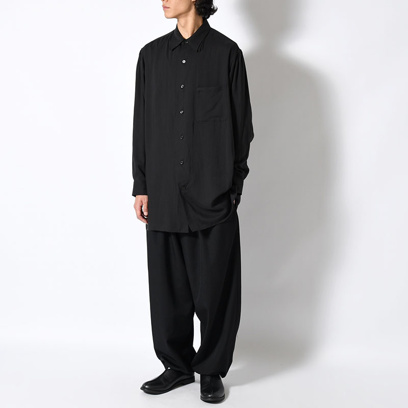 CELLLOSE LAWN 3COLLAR SLEEVE GATHER BLOUSE -BLACK-