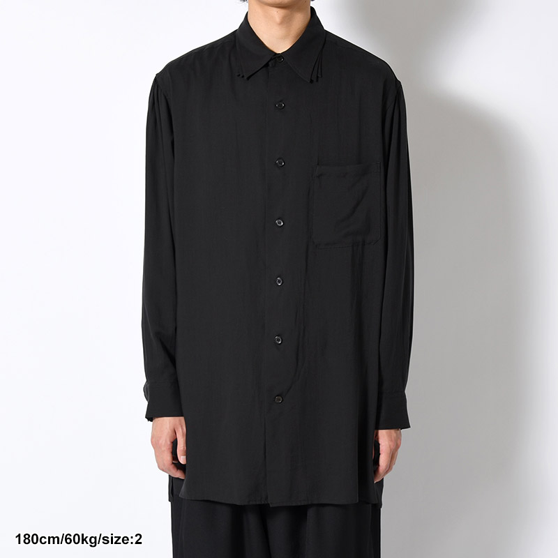 CELLLOSE LAWN 3COLLAR SLEEVE GATHER BLOUSE -BLACK-