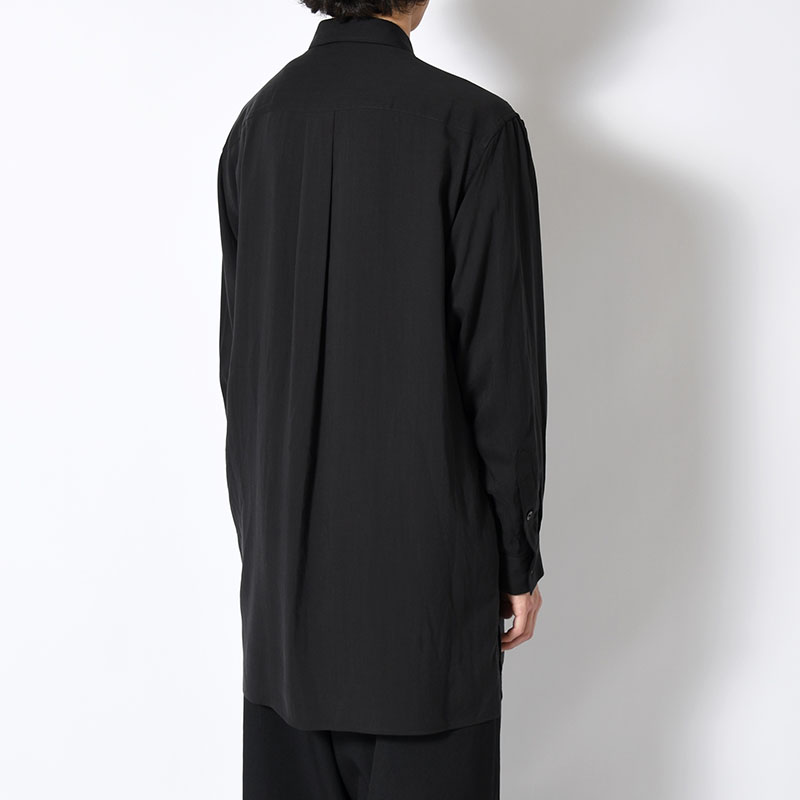 CELLLOSE LAWN 3COLLAR SLEEVE GATHER BLOUSE -BLACK-