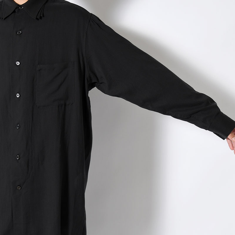 CELLLOSE LAWN 3COLLAR SLEEVE GATHER BLOUSE -BLACK-