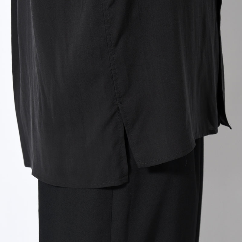 CELLLOSE LAWN 3COLLAR SLEEVE GATHER BLOUSE -BLACK-