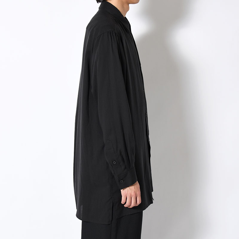 CELLLOSE LAWN 3COLLAR SLEEVE GATHER BLOUSE -BLACK-