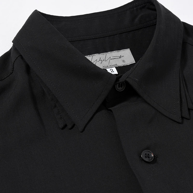 CELLLOSE LAWN 3COLLAR SLEEVE GATHER BLOUSE -BLACK-