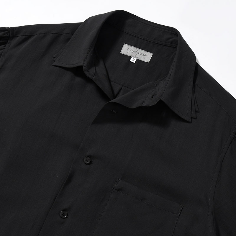 CELLLOSE LAWN 3COLLAR SLEEVE GATHER BLOUSE -BLACK-