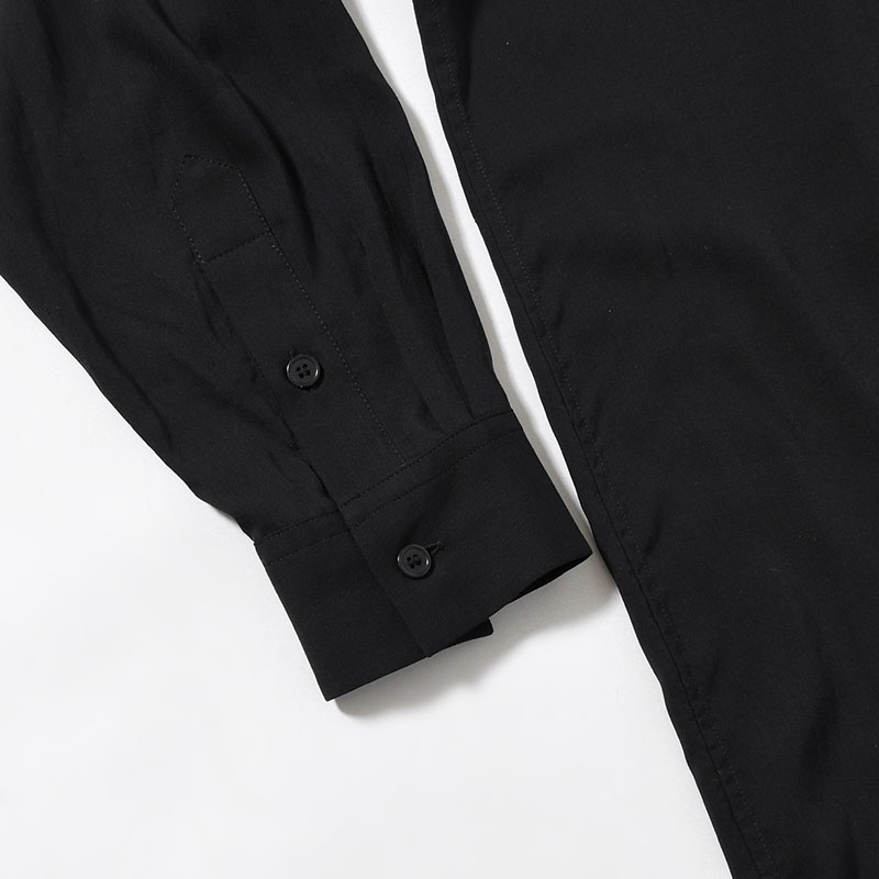 CELLLOSE LAWN 3COLLAR SLEEVE GATHER BLOUSE -BLACK-