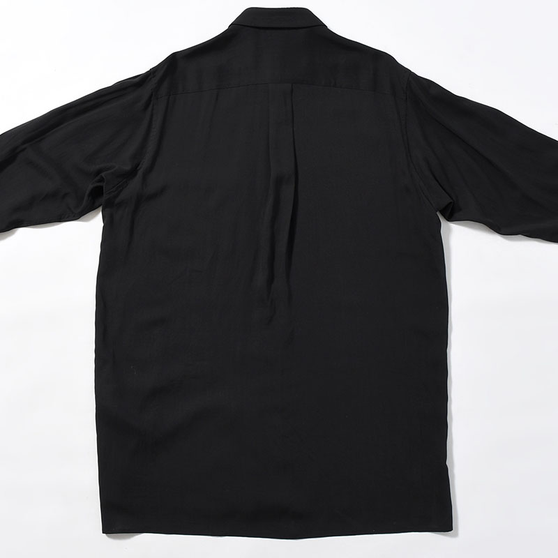 CELLLOSE LAWN 3COLLAR SLEEVE GATHER BLOUSE -BLACK-