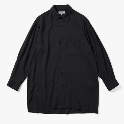 CELLLOSE LAWN 3COLLAR SLEEVE GATHER BLOUSE -BLACK-